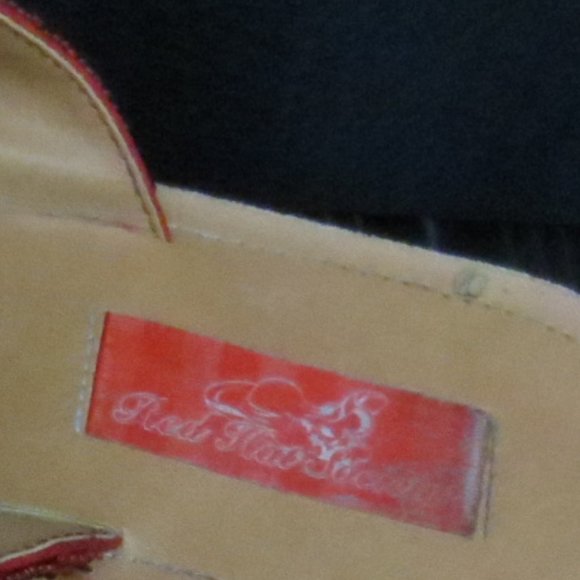 Red Hat Society Sandals Red Boho Floral Beaded Sequined Slip On Thongs Size 6.5 - Picture 9 of 13